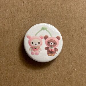 1.25in. Cute Bear Button - Pink and Brown